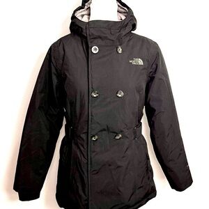 The North Face Girls HyVent Hooded Parka Jacket Black Size XL / 18 Outdoor Warm